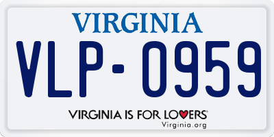 VA license plate VLP0959