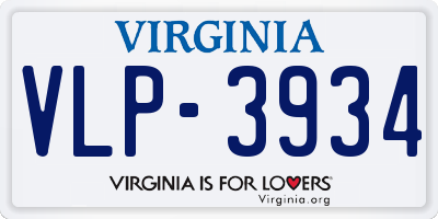 VA license plate VLP3934