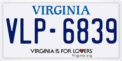 VA license plate VLP6839