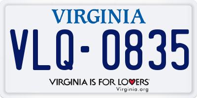 VA license plate VLQ0835