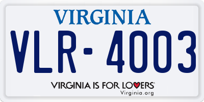 VA license plate VLR4003