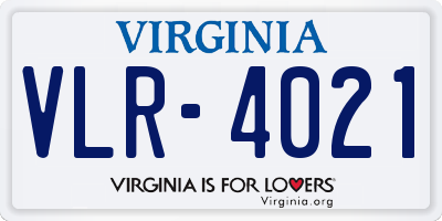 VA license plate VLR4021