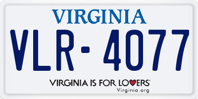 VA license plate VLR4077