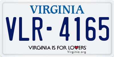 VA license plate VLR4165