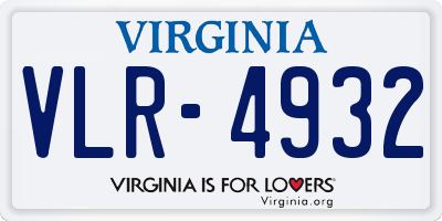 VA license plate VLR4932