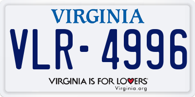 VA license plate VLR4996