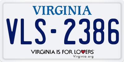 VA license plate VLS2386