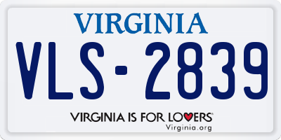 VA license plate VLS2839