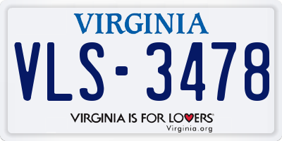 VA license plate VLS3478