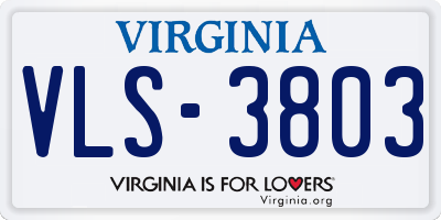 VA license plate VLS3803