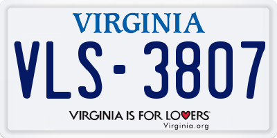 VA license plate VLS3807
