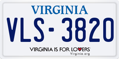 VA license plate VLS3820