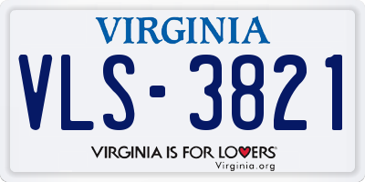 VA license plate VLS3821