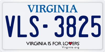 VA license plate VLS3825