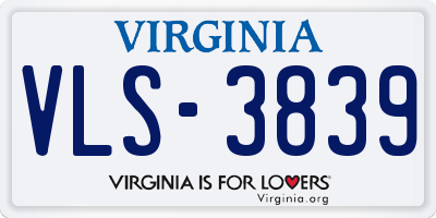 VA license plate VLS3839