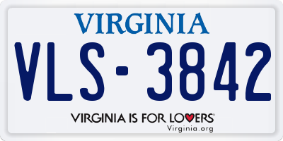 VA license plate VLS3842