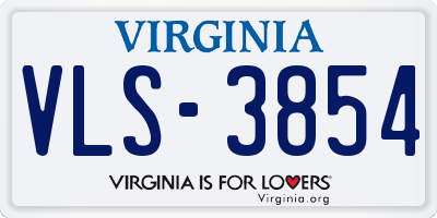 VA license plate VLS3854