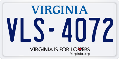 VA license plate VLS4072