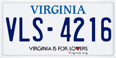 VA license plate VLS4216