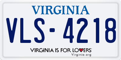 VA license plate VLS4218