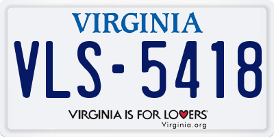 VA license plate VLS5418
