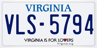 VA license plate VLS5794