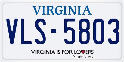 VA license plate VLS5803