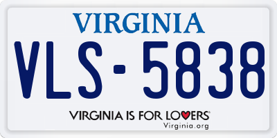 VA license plate VLS5838