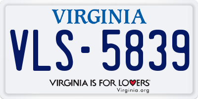 VA license plate VLS5839