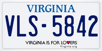VA license plate VLS5842