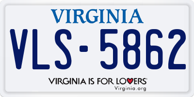 VA license plate VLS5862