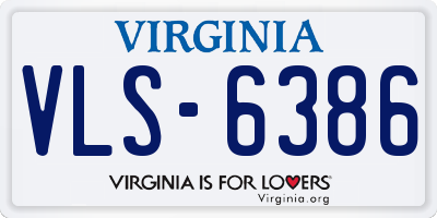 VA license plate VLS6386