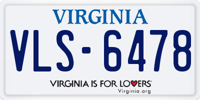 VA license plate VLS6478