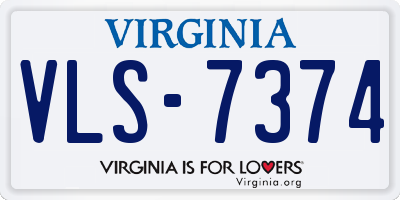 VA license plate VLS7374