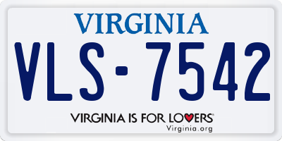 VA license plate VLS7542