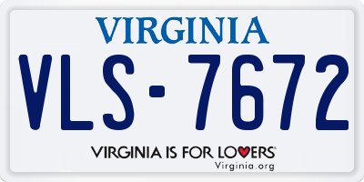 VA license plate VLS7672