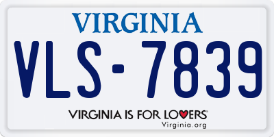 VA license plate VLS7839