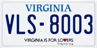 VA license plate VLS8003