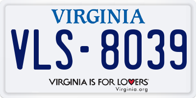 VA license plate VLS8039