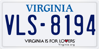 VA license plate VLS8194