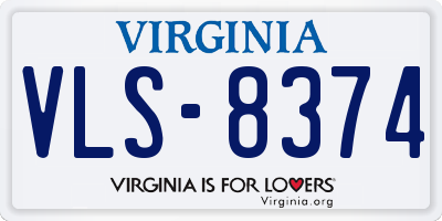 VA license plate VLS8374
