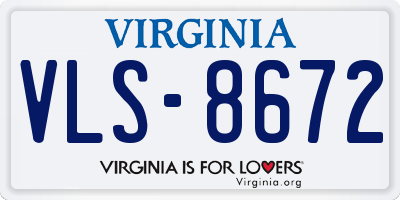 VA license plate VLS8672