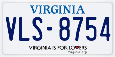 VA license plate VLS8754