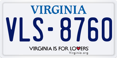 VA license plate VLS8760
