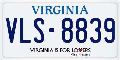 VA license plate VLS8839