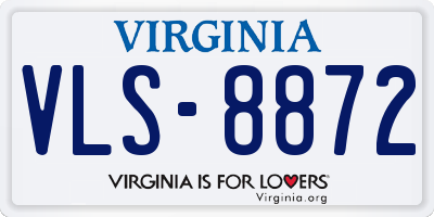 VA license plate VLS8872