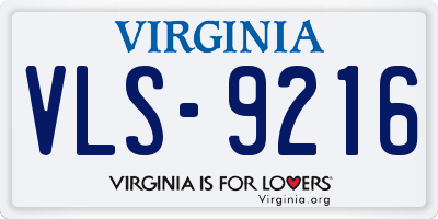 VA license plate VLS9216