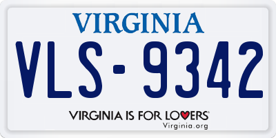 VA license plate VLS9342
