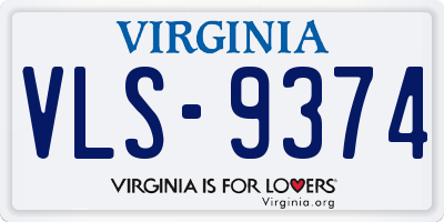 VA license plate VLS9374