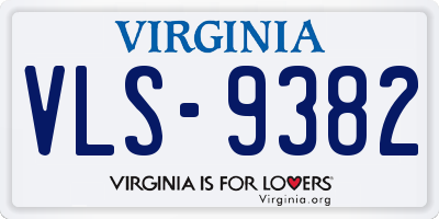 VA license plate VLS9382